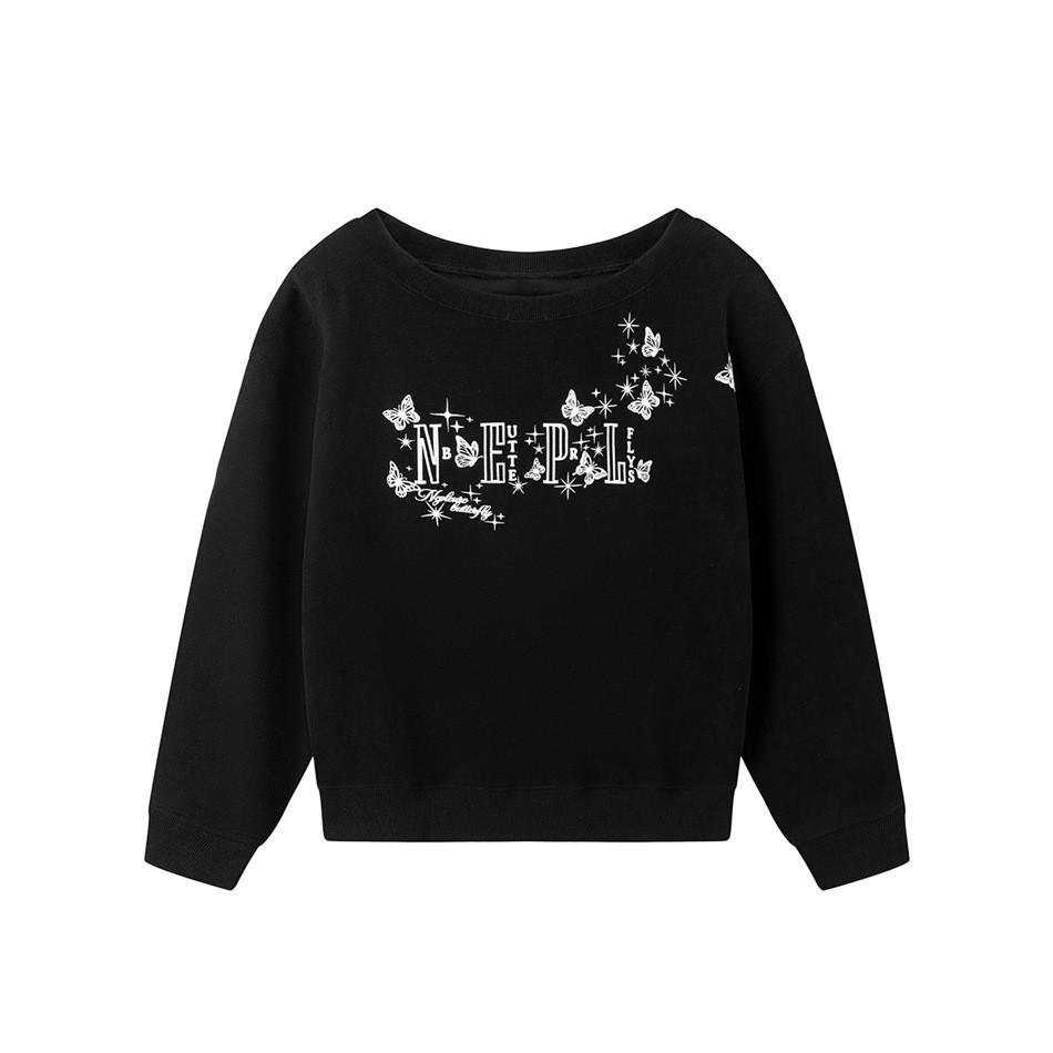 Beast Street Women's Trendy Butterfly Print Hoodie Casual Short Jacket 2001