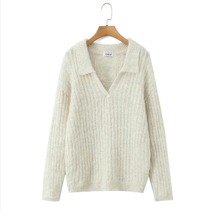 Women's Simple Lazy Knit Pullover Sweater - European & American Style