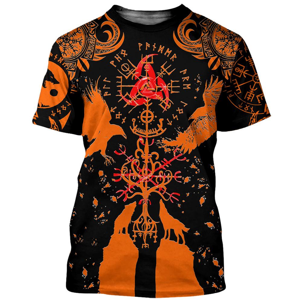 Neuestes Viking 3D-gedrucktes Harajuku Herren-T-Shirt Sommermode Outdoor-Straßenkleidung O-Ausschnitt Großes kurzärmliges Sportoberteil