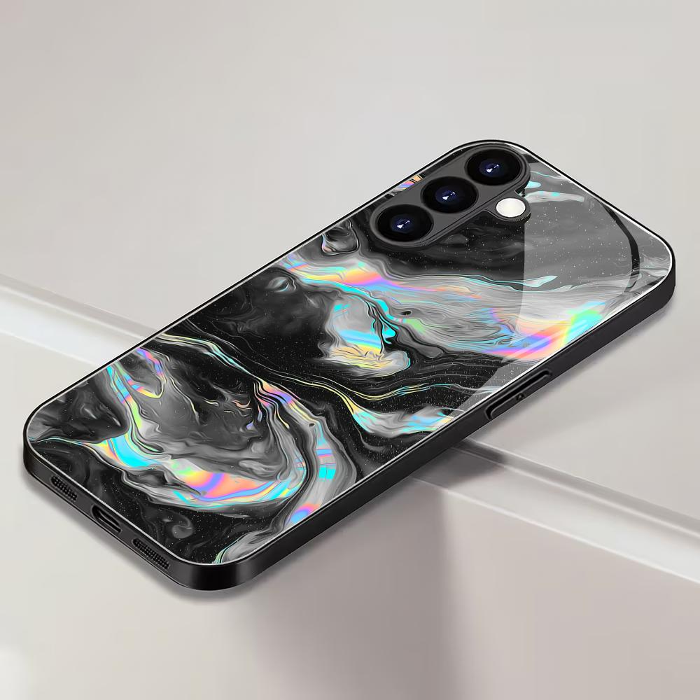 Abstract Art Texture Tempered Glass Phone Case Suitable for Samsung Galaxy S26 S25 S24 S22 S21 S20 FE/Ultra/Plus Anti Shock