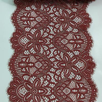 Maroon Stretchy Chantilly Lace, 22.5cm Wide Eyelash Lace Trim for Lingerie, Bra, Underwear, Garment, Sewing & Crafting