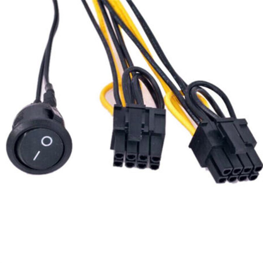 For PCIe Graphic Card ATX Power Supply Cable 24P To Dual 8P(6+2) w/On Off Switch