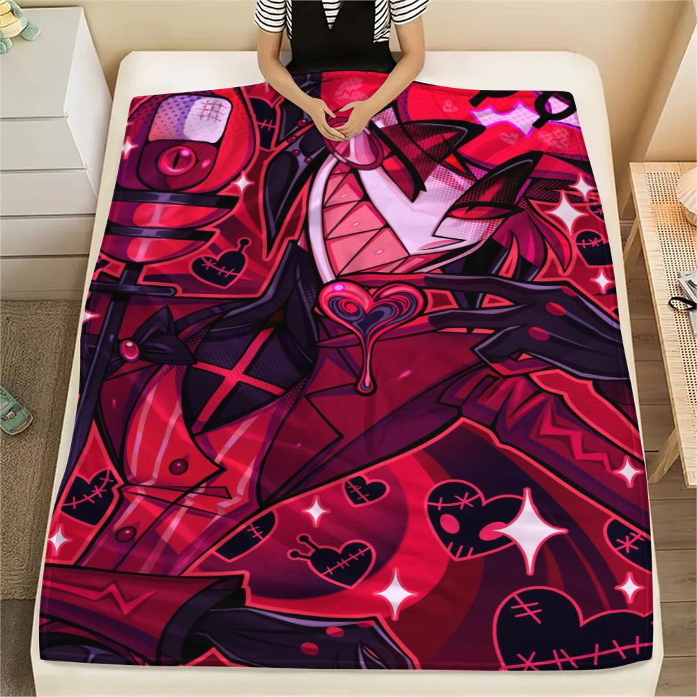 1Pc Alastor Anime Print Flannel Blanket, High quality Comfortable for All Seasons, Home Decor, Warmth and Comfort, Perfect for Christmas Gifts 55