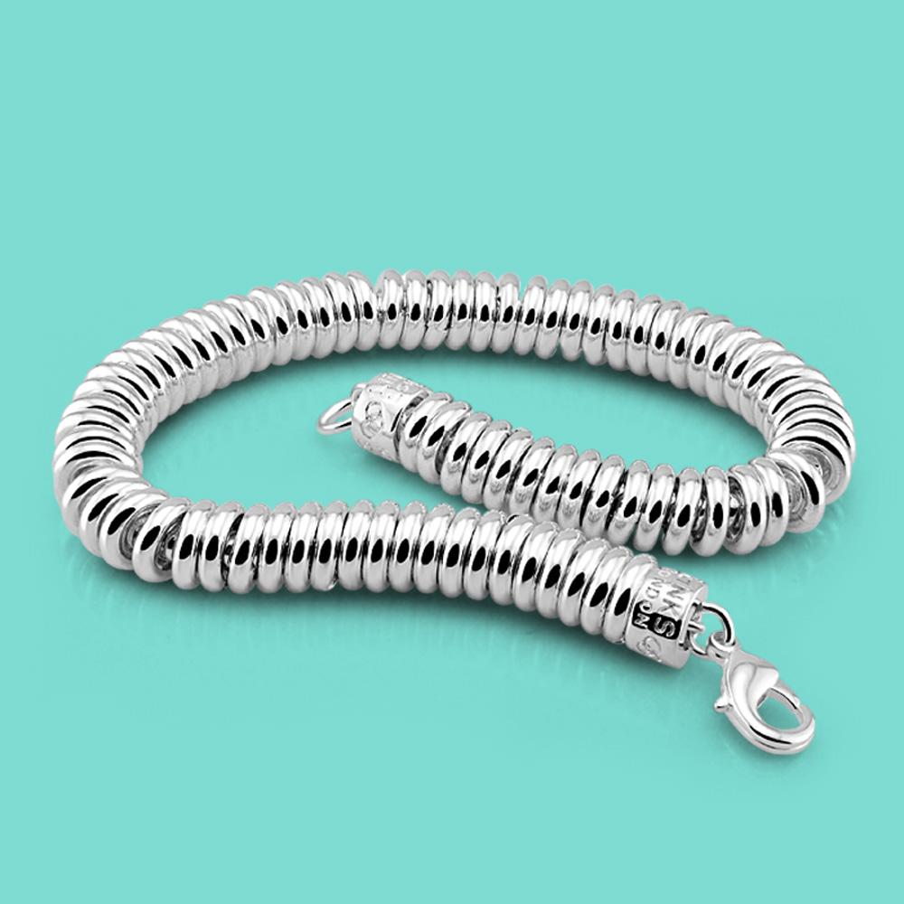 

Модный женский браслет из чистого серебра 925 пробы, однотонный серебряный браслет в форме круга, размер 7,5 мм, 20 см, украшения для тела, подарок на день матери, Pulseira