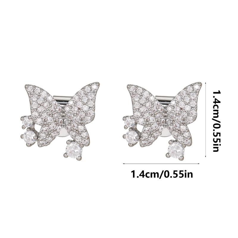 Elegant Butterfly Zircon Studded Ear Clip For Freeclip 1/2 Headphones Clip on Charm Earphone Jewelry Gold /Silver