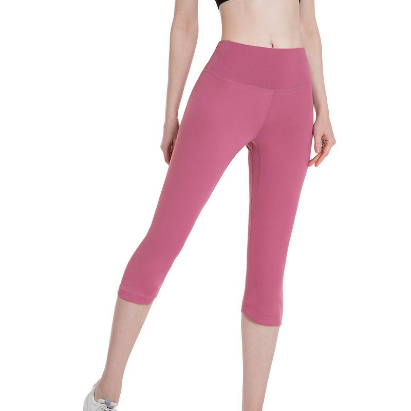 Women's High Waist Elastic Yoga Pants - Breathable, Sweat-Absorbent, 7/8 Length for Spring/Summer