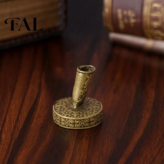 Metal Dip Pen Stand Vintage Round Holder, Durable Exquisite Carved Desktop Ornament, Calligraphy Base Pens And Quill Supply, for Desk Decoration
