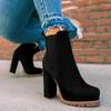 Botas Elásticas de Cano Curto com Salto Grosso de Inverno