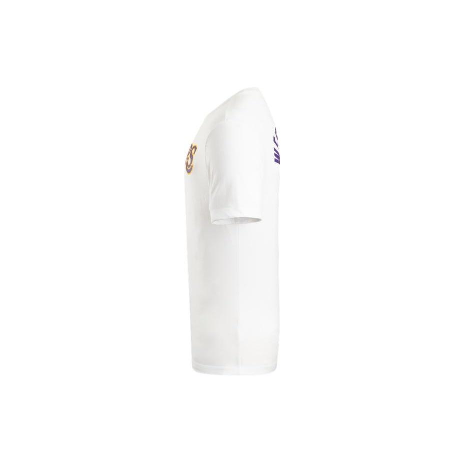 Men's Nike Alphabet Numeric Printing Basketball Sports Round Neck Short Sleeve Lakers Westbrook 0 White T-Shirt CV8529-106