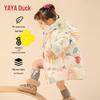 Girls' Cute Cartoon Print Hooded Mid-length Down Jacket