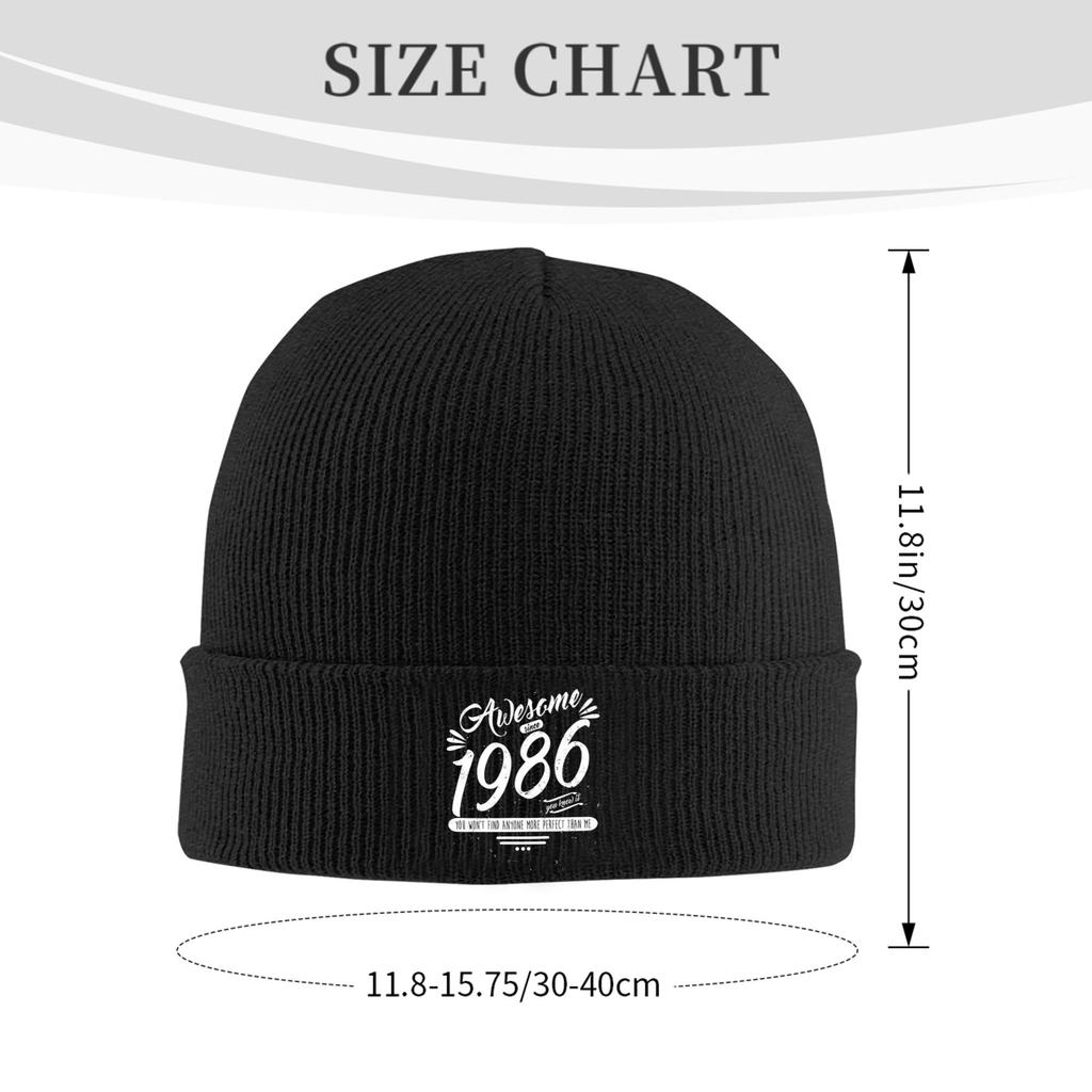 Born in 1986 vintage age 40 years old funny 40th birthday Cuff Beanie For Women Men  Warm Winter Knitted Caps