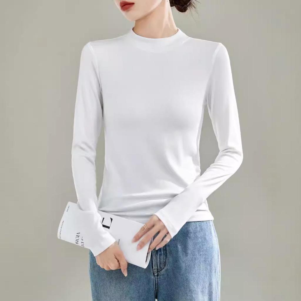 Ankola Women's Red Velvet Half Turtleneck Long Sleeve Shirt - Slimming, High Elastic, Warm, Spring/Autumn 2025