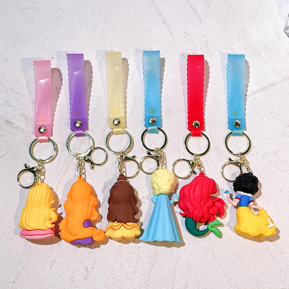 Cartoon Movie Princess Key Chains Elsa Snow White Ariel Keyring Accessories for Women Girls Keys Holder Keychain