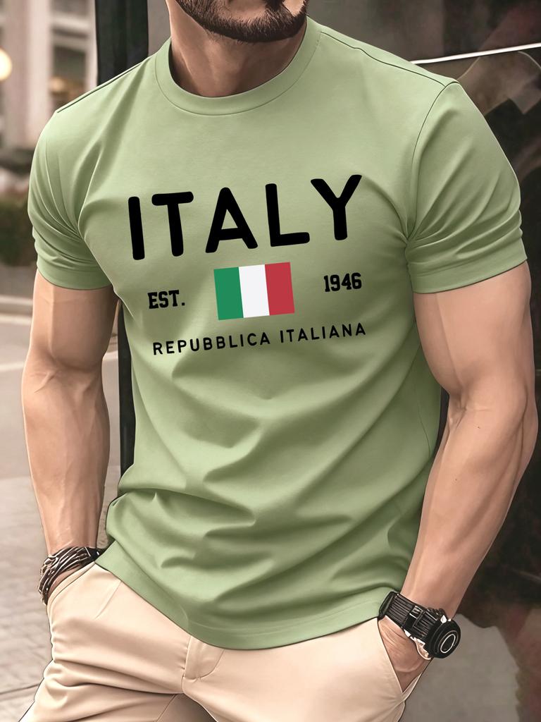 Italy Repubblica Italiana Print TShirts Men Fashion ONeck T Shirt Cotton Loose Clothing Male AllMatch Casual Streetwear