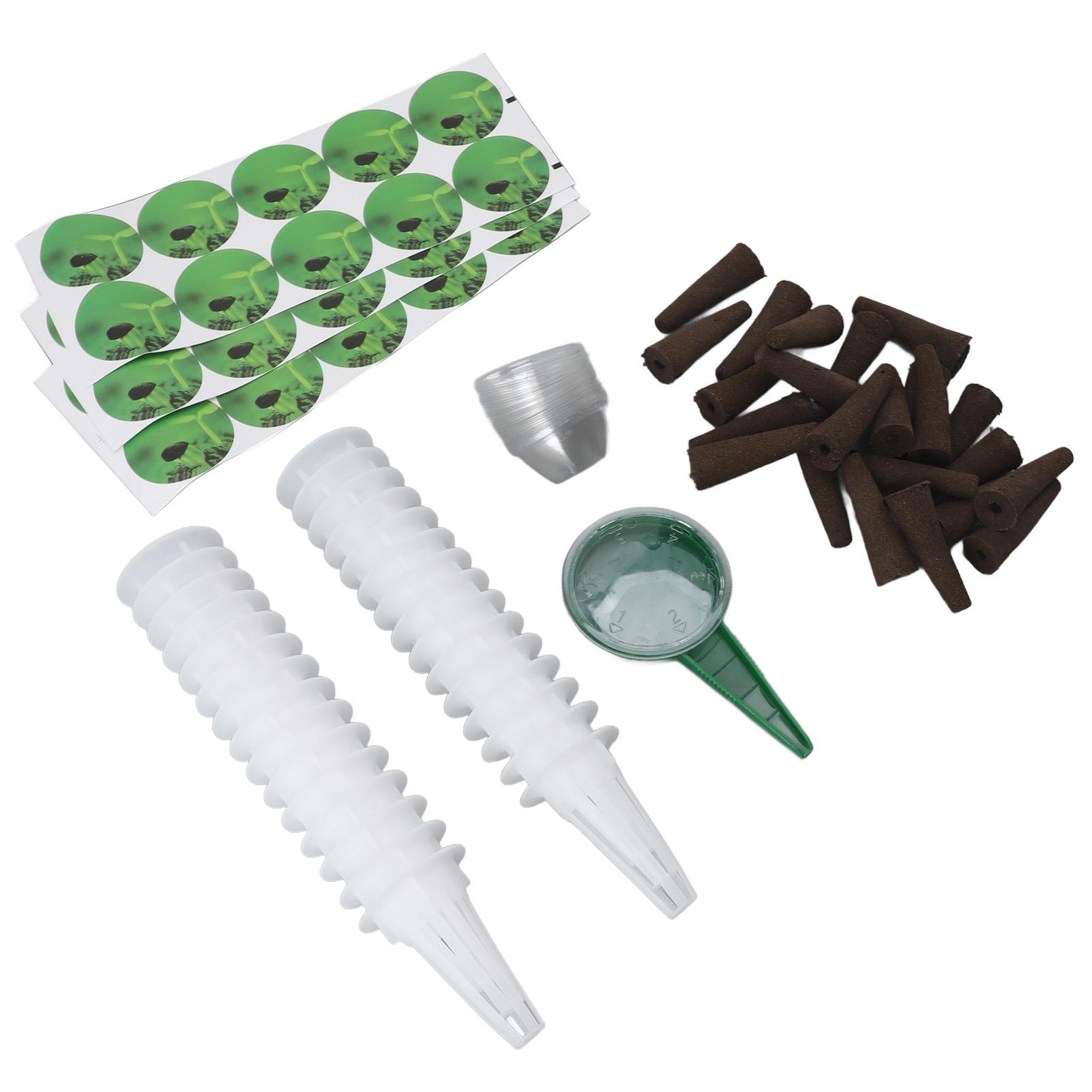 Hydroponic Pods Kit 30 Planting Baskets Domes 30 Grow Sponges Hydroponic Supplies Grow Anything Kit with Dispenser and Stickers