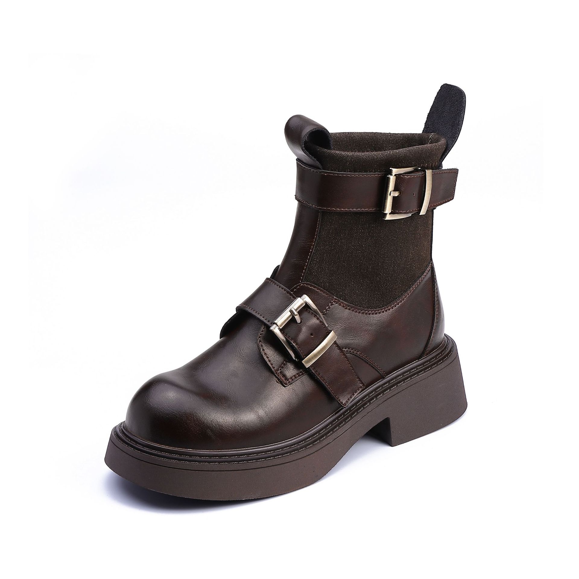 

Британский стиль ретро ботинки Мартин пряжка ремня корейская версия коротких ботинок интернет-знаменитость тренд толстая подошва увеличивающие рост ботинки нишевые модные ботинки 40