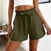 Summer Shorts For Women Casual Ruffle Drawstring High Waist Wide Leg Shorts