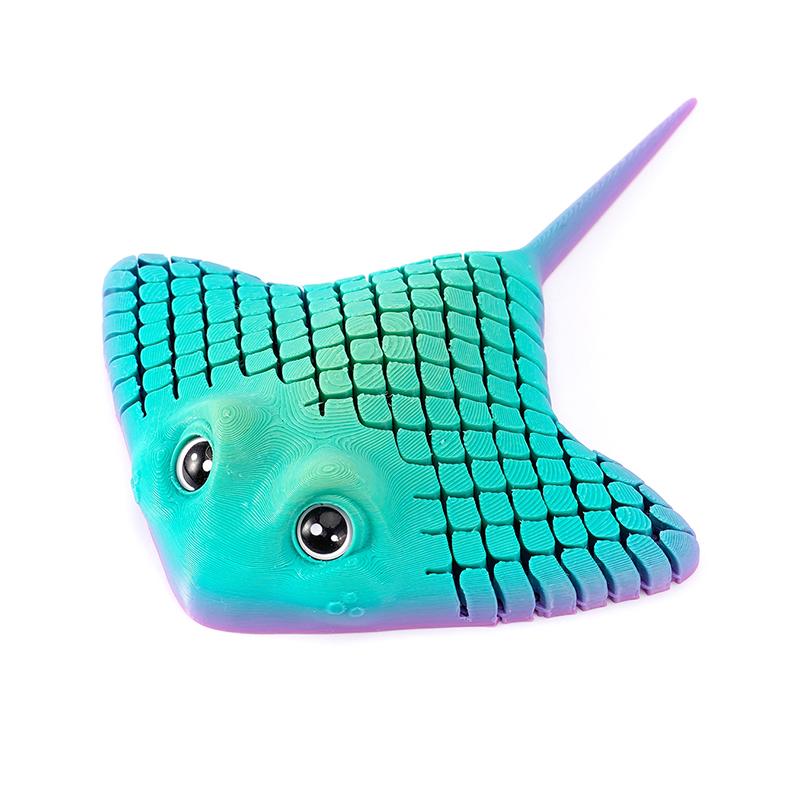 3D Printed Manta Ray Fidget Toy Multicolor Articulated Sensory Toy Manta Rays And Devil Fish Animal Models Home Desktop Ornament
