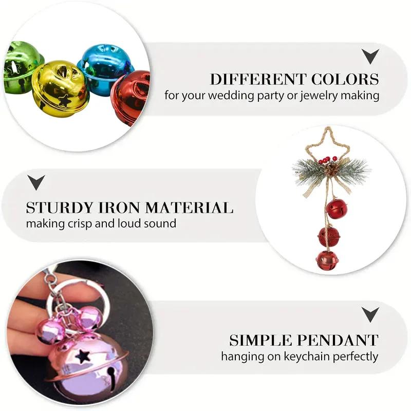 10pcs 30-40mm Bell Jingle Gold/Silver Christmas Tree Pendant Glitter Bell Hollow Star Sleigh Bell Christmas Tree Decoration