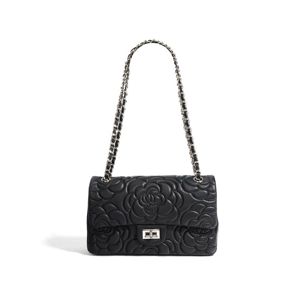 Classic Cowhide CF25.5 Cowhide Lock And Chain Bag High-end Sense Multi-compartment Single-shoulder Bag Bottom-through Design Multi-compartment