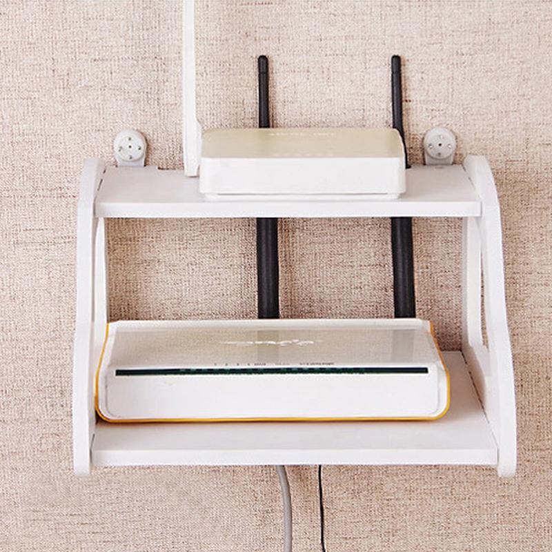 1 шт Настенная полка для Wi-Fi роутера Креативная коробка для хранения ТВ-приставки Двойная белая Настенный стеллаж без сверления Гостиная onesize 1080₽