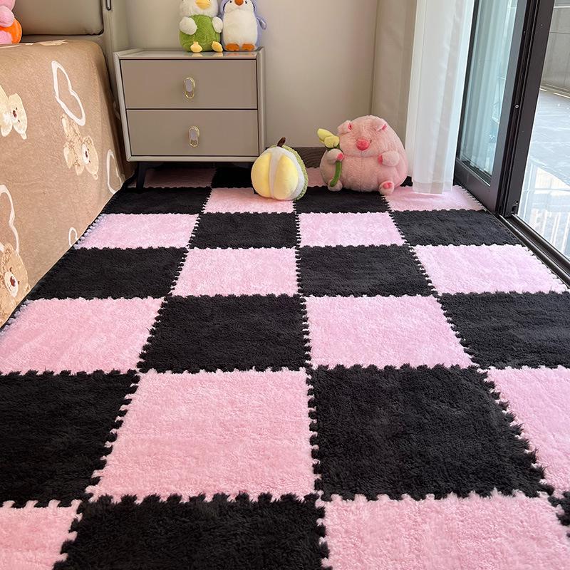 Plush Bedside Rug: Girls' Room Foam Floor Mats, Washable & Stylish
