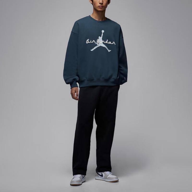 Jordan Printed Knit Crew Neck Simple Pullover Drop Shoulder Long Sleeve Sweatshirt Men Sweatshirt IF1846-464