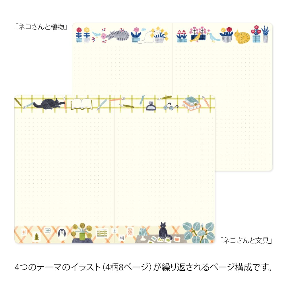 Midori Yurulog Cat 15353006 Notebook, Pattern, B6,