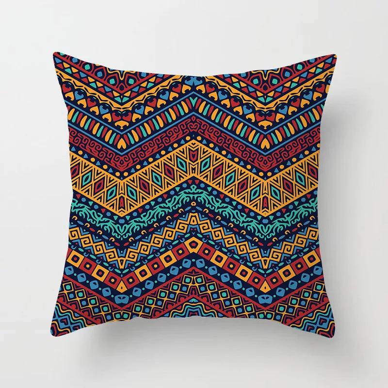 Bohemian Geometric Square Pillowcase Ethnic Retro Sofa Pillow Cover Home Decorative Cushion Cover 45x45cm Throw Pillow Case