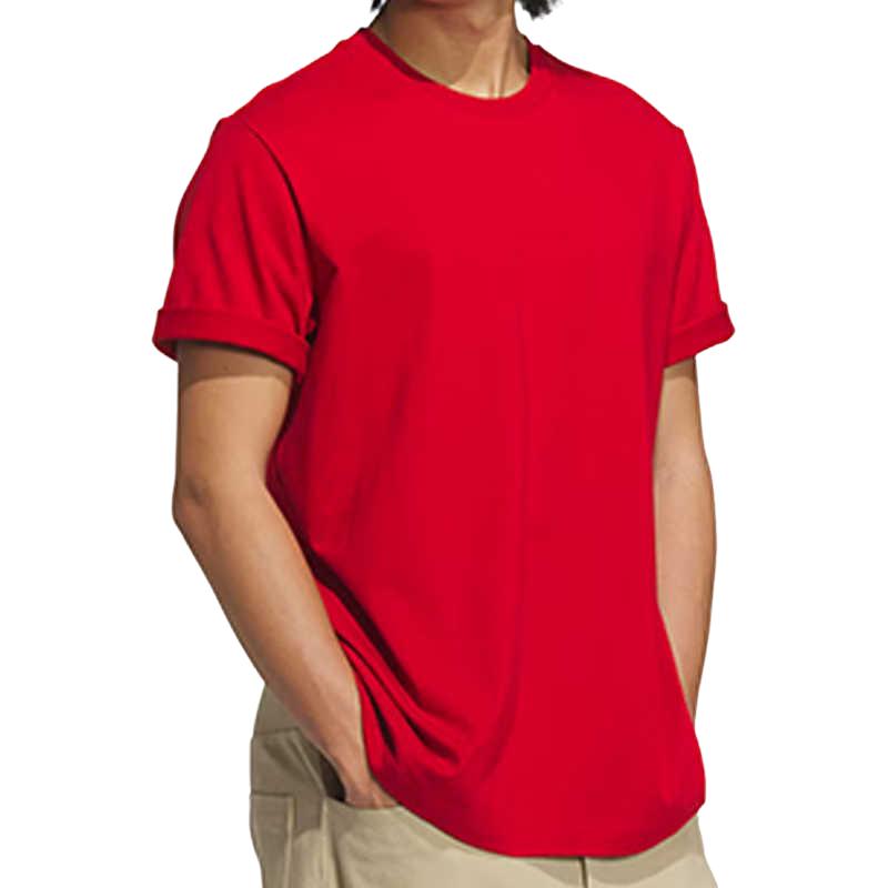 Adidas Модная удобная универсальная футболка с круглым вырезом и коротким рукавом, мужские топы красного цвета JX2536