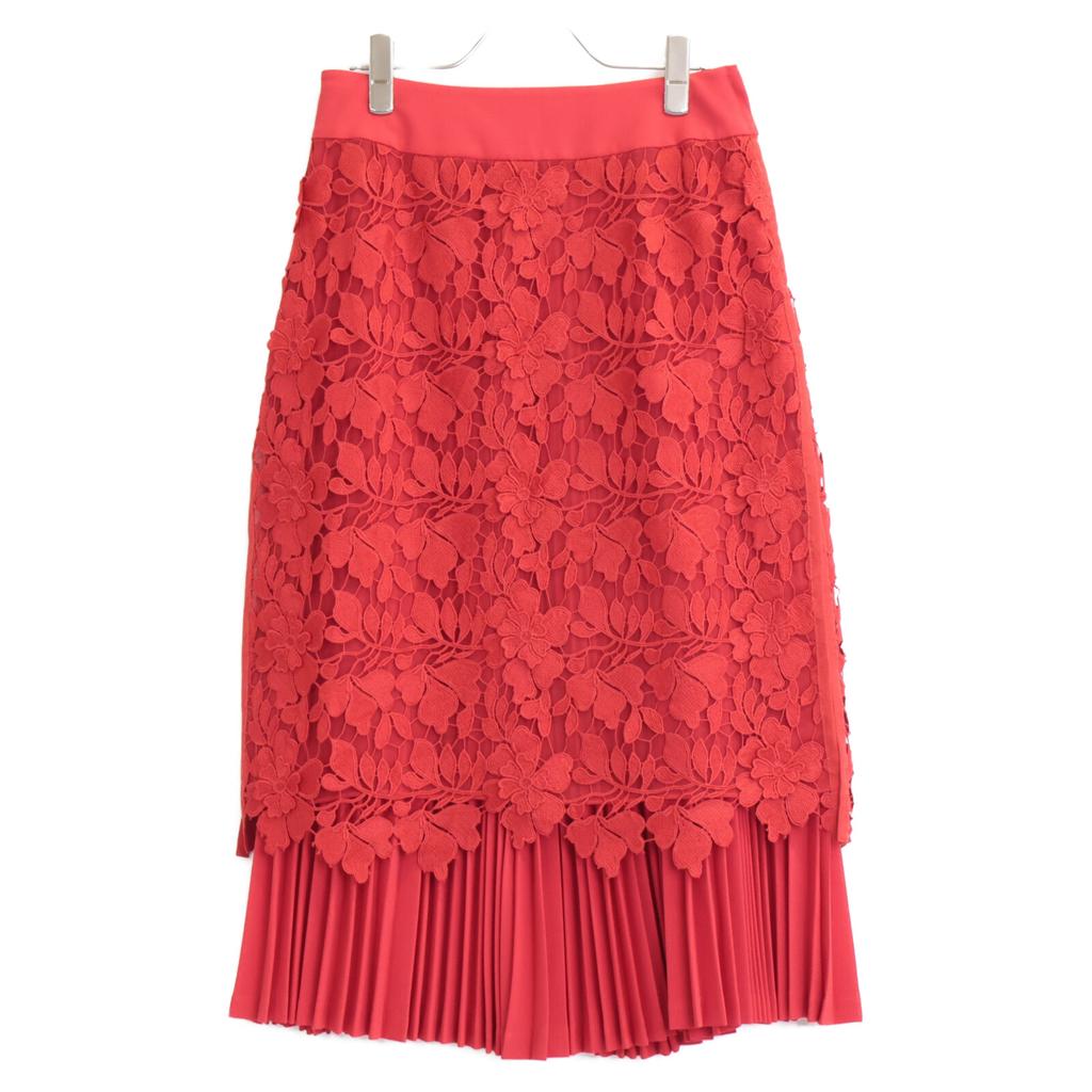 Adore Red 531-9120402 Pleated Flower Lace Skirt Skirt 36 RedUsed