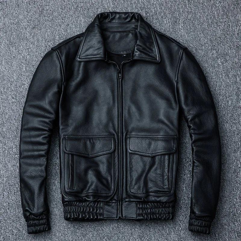 Flight Jacket 100% Cowhide Leather Jacket Men Pilot Air Force Coat Aviator Bomber Jacket Man Winter Coat Male Clothing