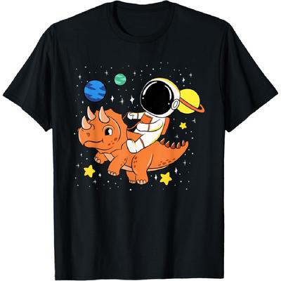 Astronaut Planets Dino Triceratops Dinosaur Space Galaxy T-Shirt