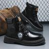 Fashion High Quality Men's Leather Boots with Round Toe Fashionable Platform Boots for Teenagers High Top Casual Boots Men's Shoes Botas
