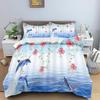 3D Dolphin Duvet Cover Set, Underwater World Duvet Cover and Pillowcase, Dolphin, Tropical Fish, Coral Ocean Bedding Set