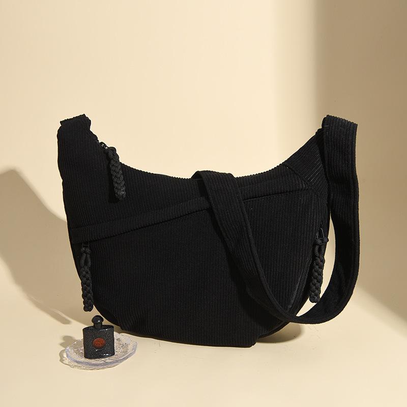Corduroy cloth bag women's large-capacity dumpling bag new versatile college student class shoulder messenger bag