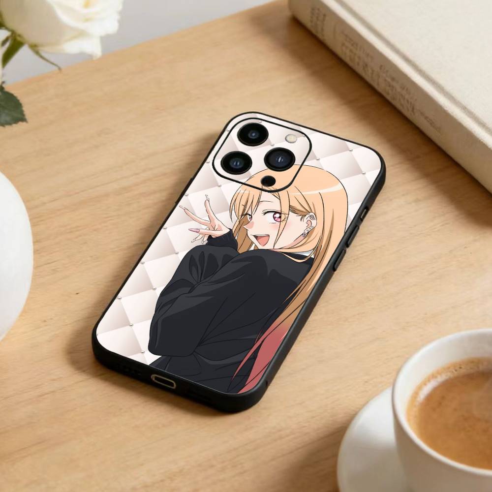 

D-Darling Marin Kitagawa Colorful Silver Phone Case For iPhone17,16,15,14,13,12 Plus,Max Soft Silicone Black Cover iPhone12PROMAX