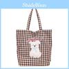 Embroidered Checkered Puppy Printed Canvas Shoulder Bag Outdoor Bag Crossbody