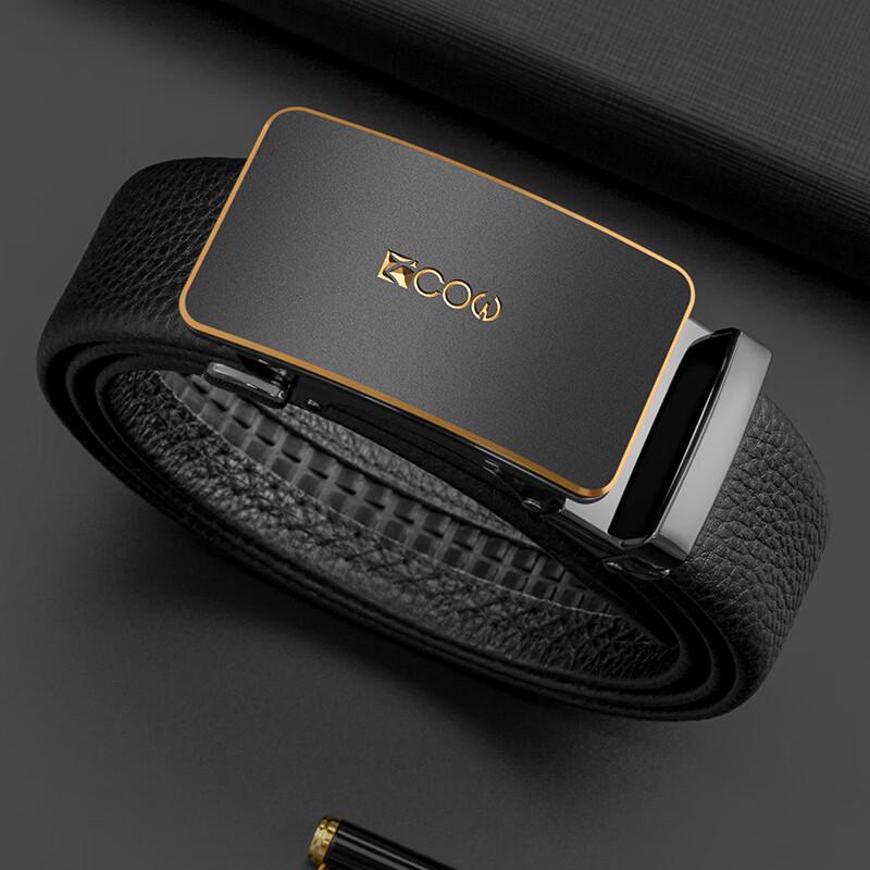 COW Men s Genuine Leather Automatic Buckle Business Belt 120cm