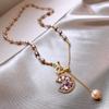 New Arrival Sweet Shiny CZ Zircon Flower Natural Freshwater Pearl 14K Gold Filled Female Pendant Necklace  For Women Gift