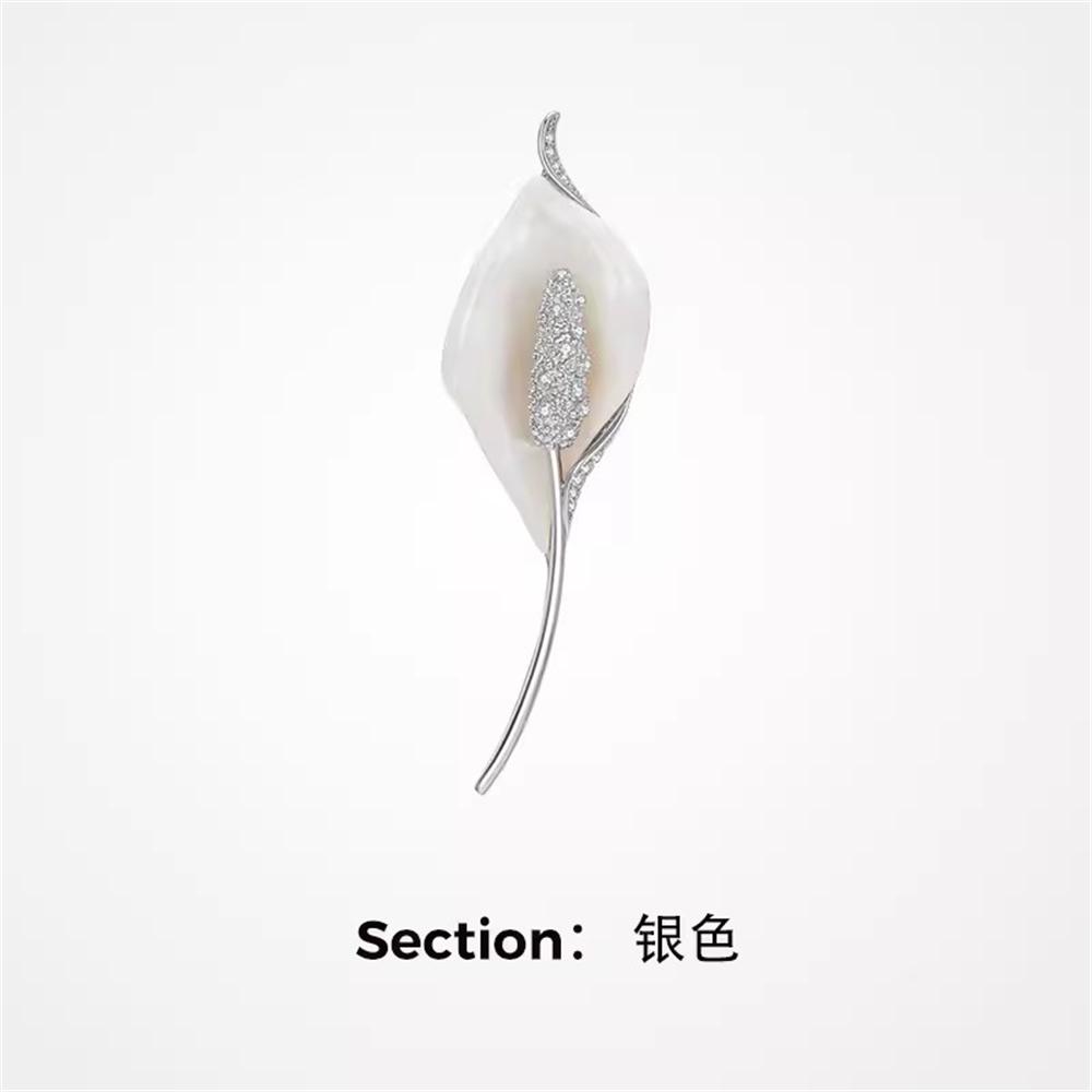 

3-color Rhinestone Enamel Lily Flower Brooches For Women Simple Charm All-match Plants Party Office Brooch Pins Female Gifts 1 Piece