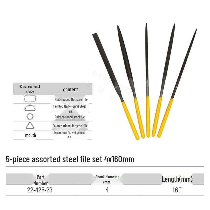Stanley Diamond File Set - 3/5/10 Pieces (Flat, Round, Pointed) Woodworking Polishing Tools