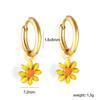Small daisy earrings, fashionable and simple temperament stainless steel jewelry dripping oil colored small flower women's earrings
