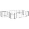 VidaXL Black Kennel 15.73 M² Steel Enclosure for Puppies Outdoor Dog Cage 3082214