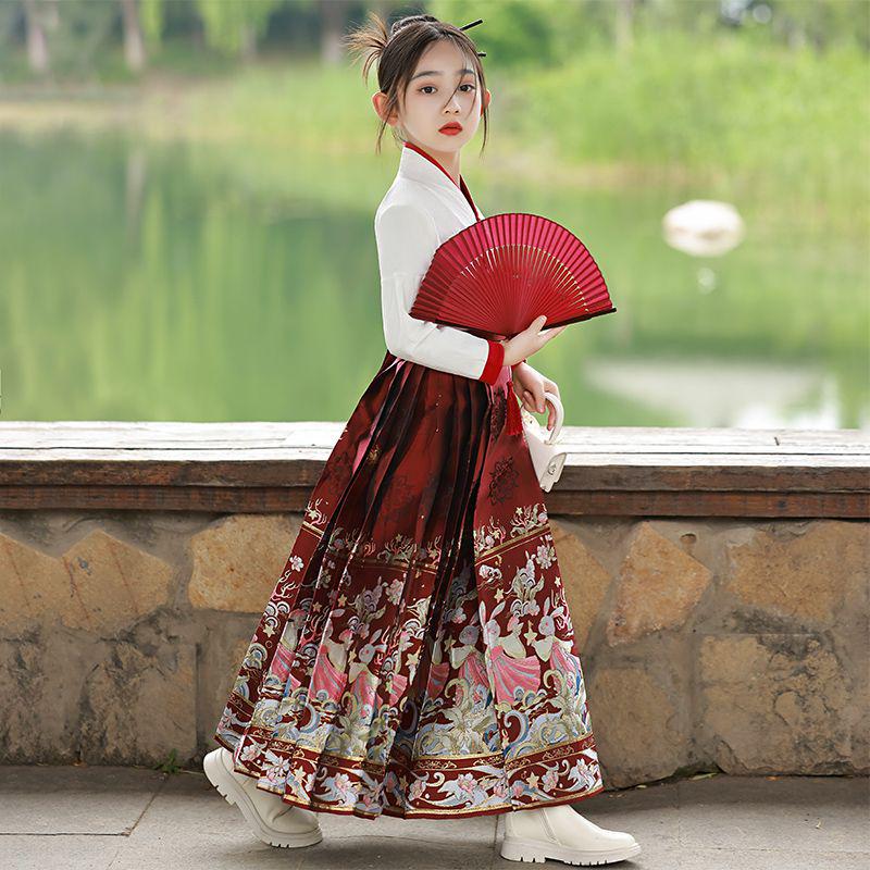 Girls' Chinese-Inspired Summer Hanfu Set – Ming & Tang Dynasty Style