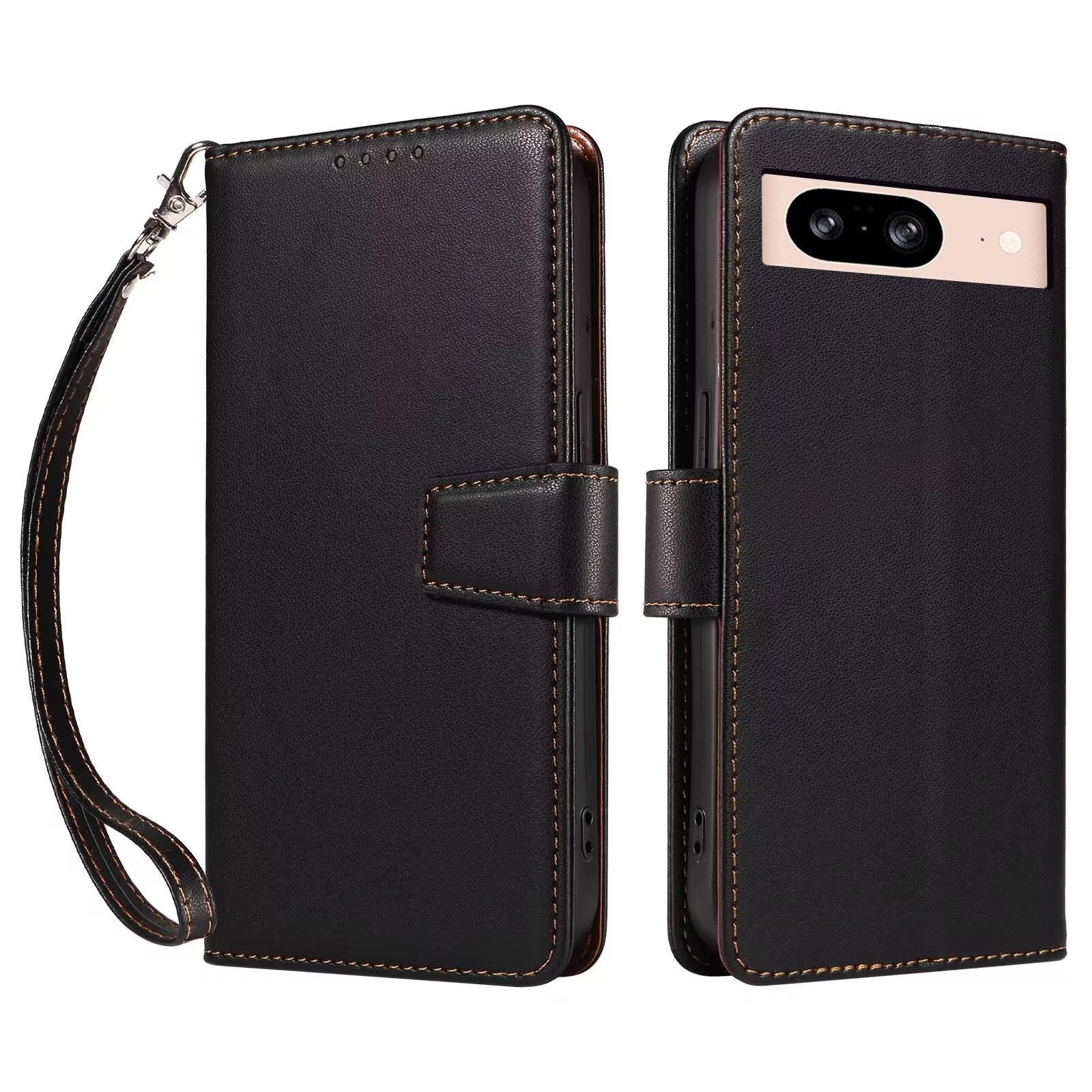 

For Google Pixel 8 Case RFID Blocking Leather Wallet Flip Phone Cover with Wrist Strap A
