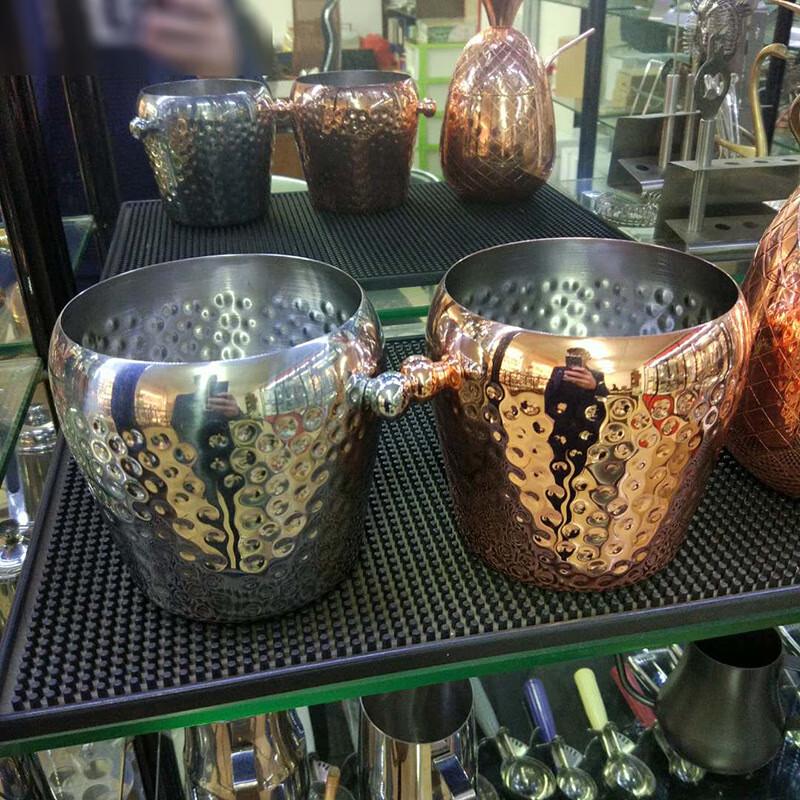 BEYZK Edelstahl gehämmert Eiswürfeleimer