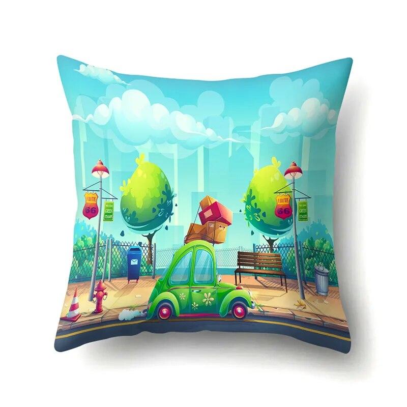 Ocean Pillowcase Cartoon Pattern  Lumbar Pillow Sofa   Cushion