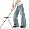 American Washed Bamboo Pattern Scimitar Jeans Men's High Street New Loose Retro Trendy Brand Straight Wide-leg Trousers