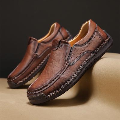 Retro Style Leather Mens Loafers Moccasins Hot Sale Men Casual Shoes Handmade Formal Slip On Flats Male Boat Shoes Hiking Shoes